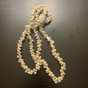 Vintage Small Snail Shell Cream Colored Long Strand Necklace 19"